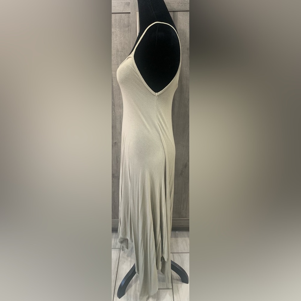 Canari Olive Spaghetti Strap Maxi Slip Uneven Hemline Dress Women's Size Small - Picture 4 of 9